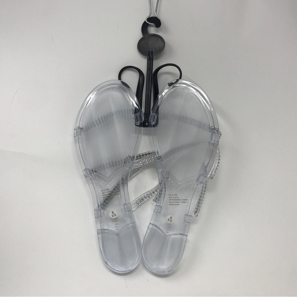 Charles Albert Rubber Sparkly Strappy Sandal, Women's Size XL 9/10 - Clear - Picture 4 of 9